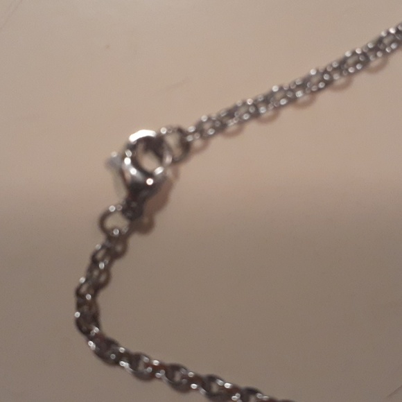 Artisan rough cut multi gemstone necklace, silvertone with stainless steel, 20" - Picture 6 of 6